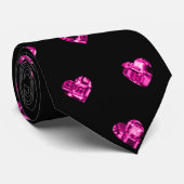 Elegant Black Paars Diamond Heart Gem Pattern Stropdas (Opgerold)