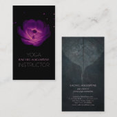 Elegant Black Paars Ggloed Lotus Yoga Instructor Visitekaartje (Voorkant / Achterkant)