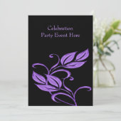 Elegant Black Paars Glass Floral All Events Kaart (Staand voorkant)