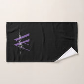 Elegant Black Paars Monogram Name Script Bad Handdoek (Handdoek)