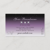 Elegant Black Paars Ombre Sparkle Jewels Monogram Visitekaartje (Achterkant)