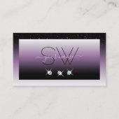 Elegant Black Paars Ombre Sparkle Jewels Monogram Visitekaartje (Voorkant)