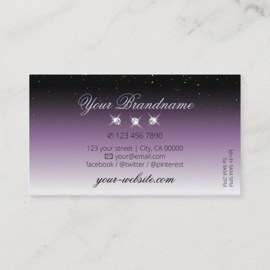 Elegant Black Paars Ombre Sparkle Jewels Stylish Visitekaartje (Achterkant)