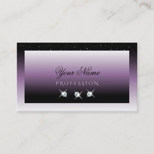 Elegant Black Paars Ombre Sparkle Jewels Stylish Visitekaartje (Voorkant)