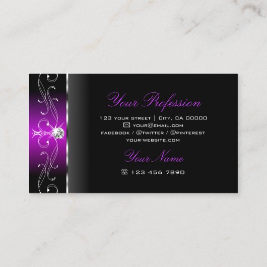 Elegant Black Paars Squiggins Jewels Ornamental Visitekaartje (Achterkant)