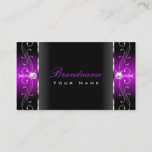 Elegant Black Paars Squiggins Jewels Ornamental Visitekaartje (Voorkant)