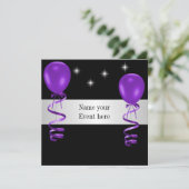 Elegant Black Paarse Balloons Special Event Kaart (Staand voorkant)