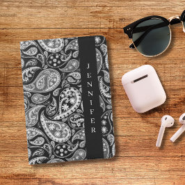 Elegant Black Paisley Paspoorthouder