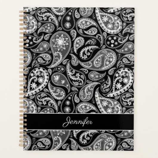 Elegant Black Paisley Planner (Voorkant)