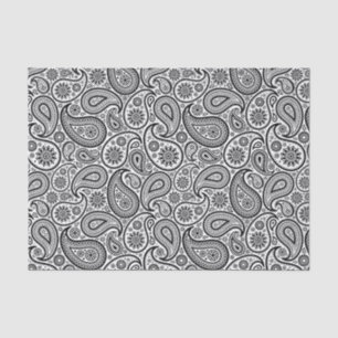 Elegant Black  Paisley White Background 2 Tissuepapier
