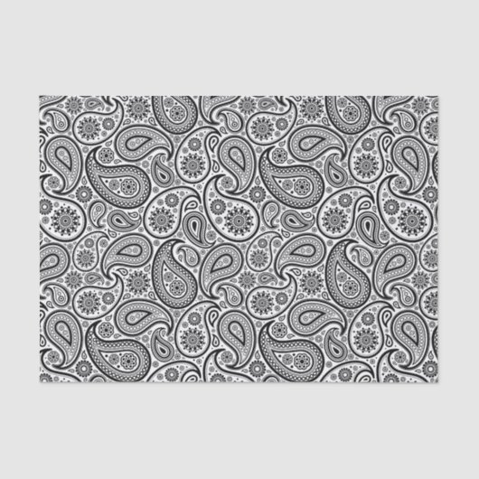 Elegant Black Paisley White Background 2 Tissuepapier (Voorkant)