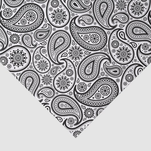 Elegant Black Paisley White Background 2 Tissuepapier (Detail)