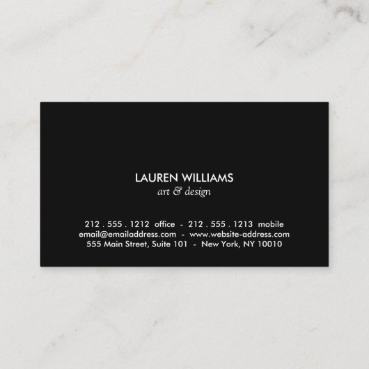 Elegant Black Palm Fronds met Gold Name plate Logo Visitekaartje (Achterkant)