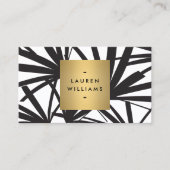Elegant Black Palm Fronds met Gold Name plate Logo Visitekaartje (Voorkant)