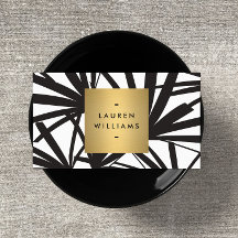 Elegant Black Palm Fronds met Gold Name plate Logo