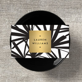 Elegant Black Palm Fronds met Gold Name plate Logo Visitekaartje