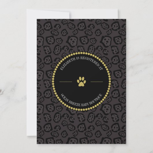 Elegant Black Panther Jaguar Spots Baby shower Kaart (Achterkant)