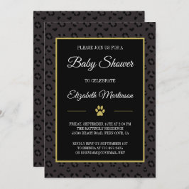Elegant Black Panther Leopard Spots Baby shower Kaart