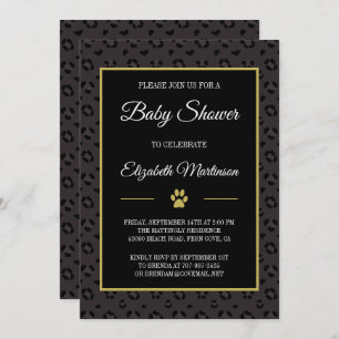 Elegant Black Panther Leopard Spots Baby shower Kaart