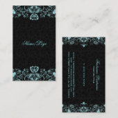 Elegant Black & Pastel Blue Floral Swirls Visitekaartje (Voorkant / Achterkant)