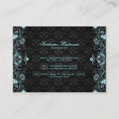 Elegant Black & Pastel Blue Floral Swirls Visitekaartje (Achterkant)