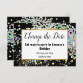 ELEGANT BLACK PASTEL SPOT VERANDERT DE DATUM RSVP (Voorkant / Achterkant)
