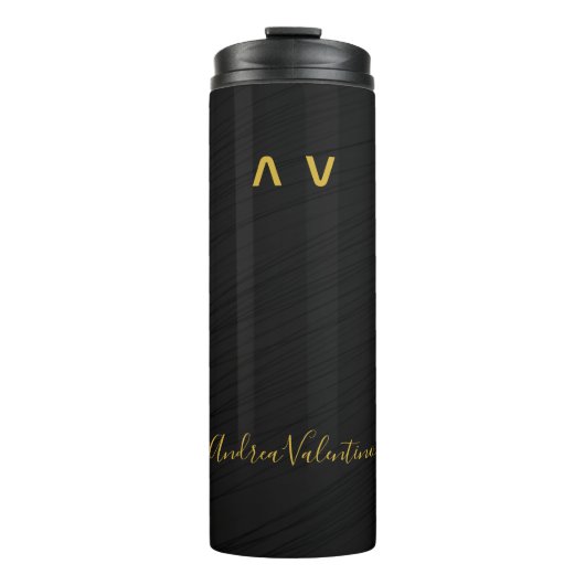 Elegant Black Pattern Premium Thermal Tumbler Thermosbeker (Voorkant)