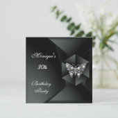 Elegant Black Pearl Butterfly Jewel 30th Birthday Kaart (Staand voorkant)
