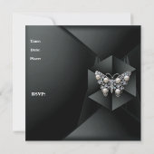 Elegant Black Pearl Butterfly Jewel 30th Birthday Kaart (Achterkant)