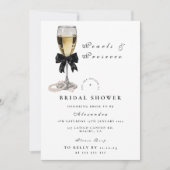 Elegant Black Pearl Champagne Bridal Shower Kaart (Voorkant)