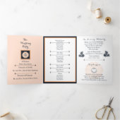 Elegant Black Pearl Watusi Tacao Wedding Programme Drieluik Programma (Binnen)