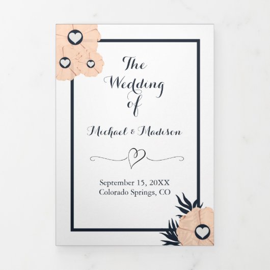 Elegant Black Pearl Watusi Tacao Wedding Programme Drieluik Programma (Cover)