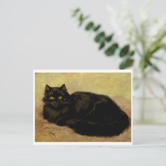  Elegant Black Persian Cat Portret Briefkaart (Staand voorkant)