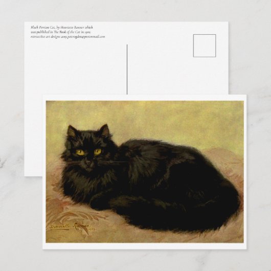  Elegant Black Persian Cat Portret Briefkaart (Voorkant / Achterkant)