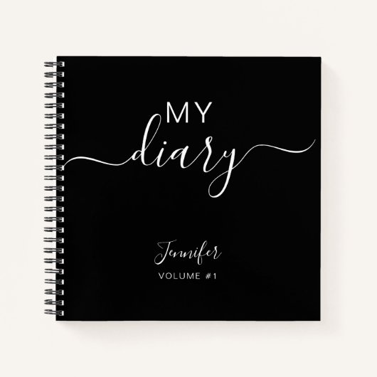 Elegant Black Personalized Diary Journal Jouw naam Notitieboek (Voorkant)