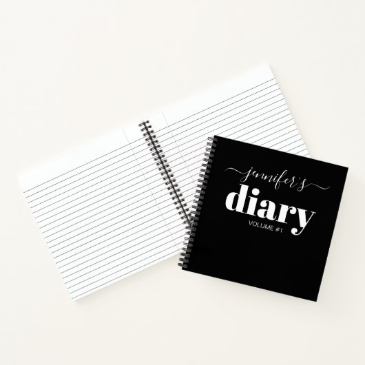 Elegant Black Personalized Diary Journal Jouw naam Notitieboek (Binnen)