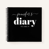 Elegant Black Personalized Diary Journal Jouw naam Notitieboek (Voorkant)