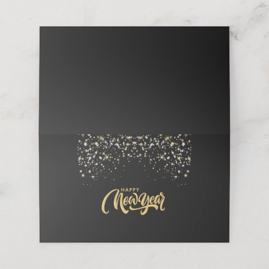 Elegant Black Personalized Folded Place Card Plaatskaartje (Buitenkant ongevouwen)