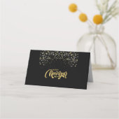 Elegant Black Personalized Folded Place Card Plaatskaartje (Voorkant)