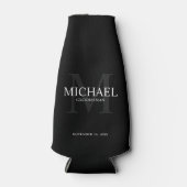 Elegant Black Personalized Groomsmen Flesjeskoeler (Voorkant)