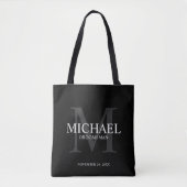 Elegant Black Personalized Groomsmen Tote Bag (Voorkant)