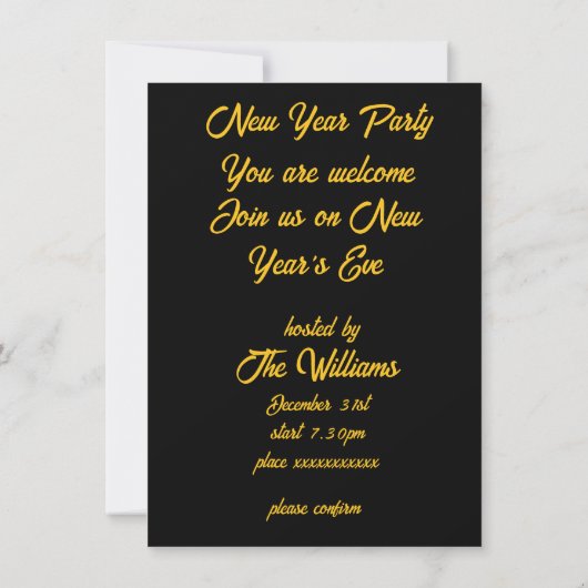 Elegant Black Personalized Invitation Card (Achterkant)