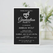 Elegant Black Pharmacist Graduation Party Kaart (Staand voorkant)
