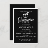 Elegant Black Pharmacist Graduation Party Kaart (Voorkant / Achterkant)