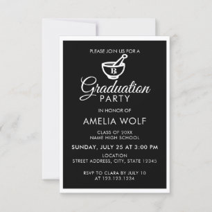 Elegant Black Pharmacist Graduation Party Kaart