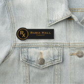 Elegant Black Pharmacy Logo Pharmacist name tag (In situ)