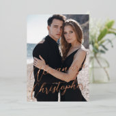 Elegant Black Photo Calligraphy Save the Date Folie Uitnodiging (Staand Voorkant)