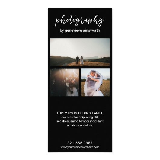 Elegant Black Photo Collage Moderne Photography Reclamekaart (Voorkant)