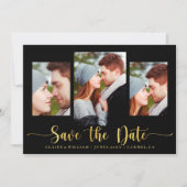 Elegant Black Photo Collage Save the Date Kaart (Voorkant)