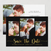 Elegant Black Photo Collage Save the Date Kaart (Voorkant / Achterkant)
